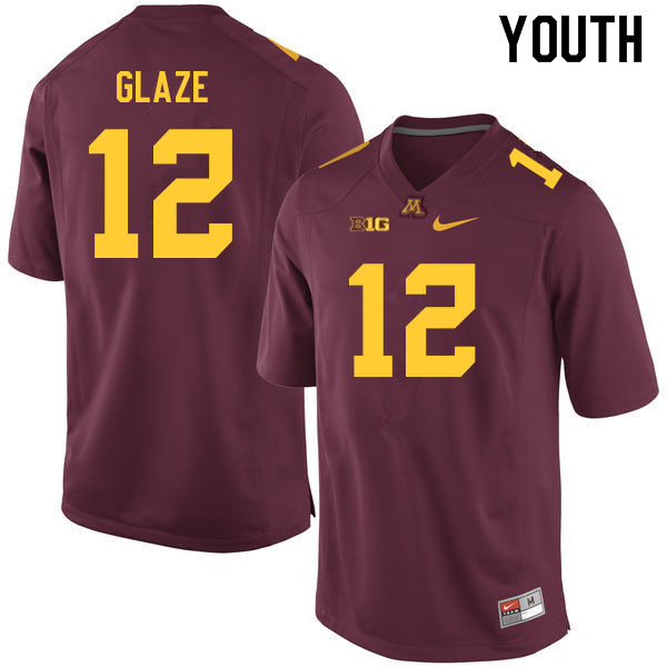 Youth #12 Jalen Glaze Minnesota Golden Gophers College Football Jerseys Sale-Maroon - Click Image to Close